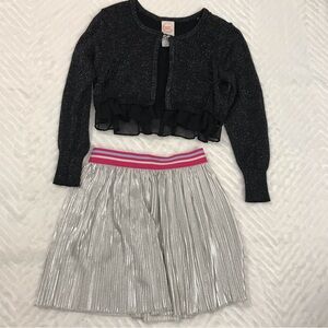 Wonder Nation Metallic Black Cardigan and Skirt Girls size xs‎